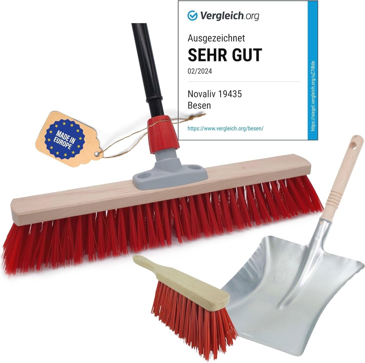 Goedkoopste Telescoop Straatbezemset met Handbezem en Schep - Ideaal voor Hoeken en Grof Vuil