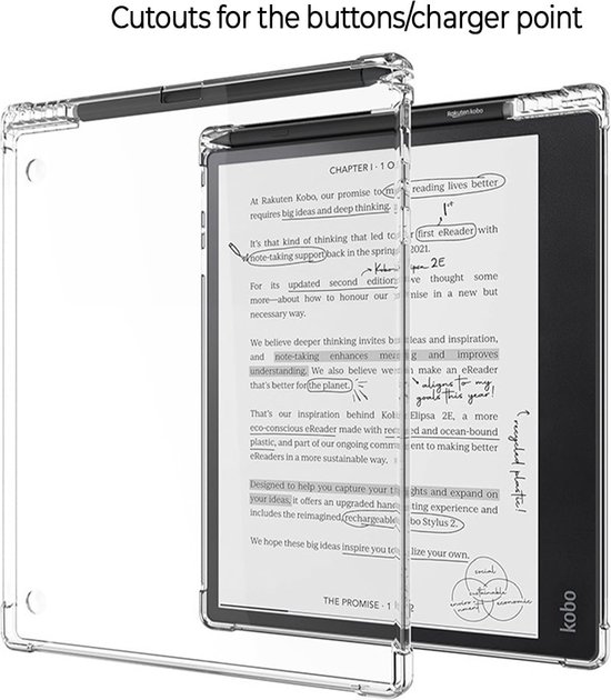 Lunso Geschikt voor Kobo Elipsa 2E hoes (10 inch) - TPU Backcover - Transparant van Lunso — afbeelding 4