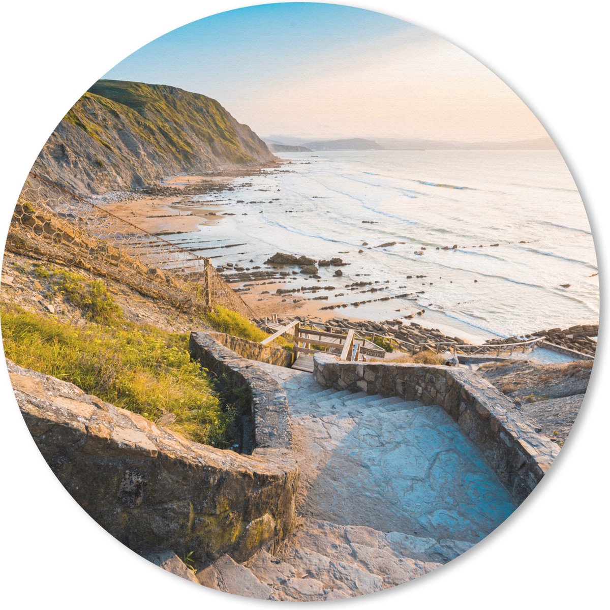Muismat rond 50x50 cm - Mousepad Zee - Trap - Stenen - Ronde muismatten