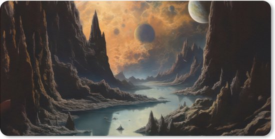 Bureau onderlegger 60x30 cm - Muismat Gebergte - Rafijn - Rivier - Planeten - Bureaulegger xl - Desk mat beschermer - Computer muismatten - Geschikt voor Gaming Muis en Gaming PC set-up