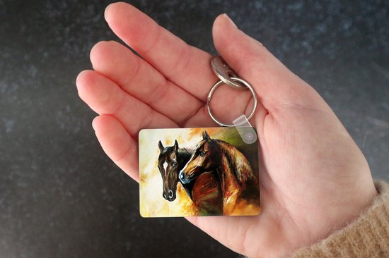 Porte-clés - Peinture - Paarden - Animaux - Peinture à l'huile - Distribution de cadeaux - Plastique