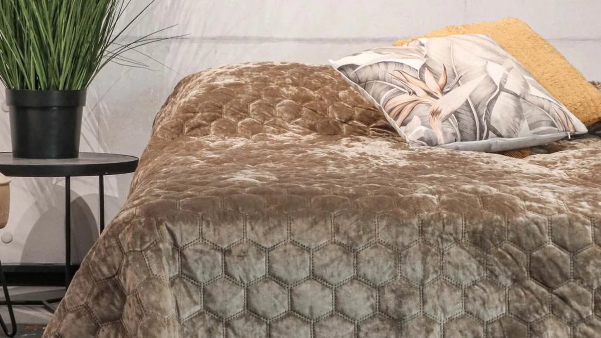 Unique Living - Bedsprei Peggy 220x220cm taupe — cadeau in Wonen & Interieur - foto 7
