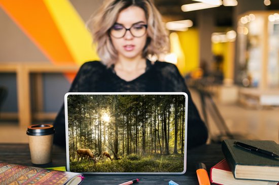 Laptop sticker - 12.3 inch - Hert - Natuur - Bos - 30x22cm - Laptopstickers - Laptop skin - Cover