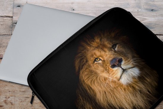 Housse ordinateur 17 pouces - Lion - Clair - Zwart - Portrait - Housse ordinateur - Dimensions intérieures 42,5x30 cm - Dos noir