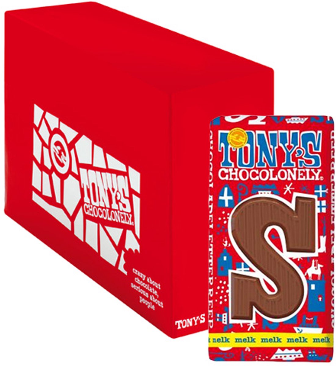 Chocolade sinterklaas chocoladeletter tony's chocolonely melk s 180gr - 15 stuks