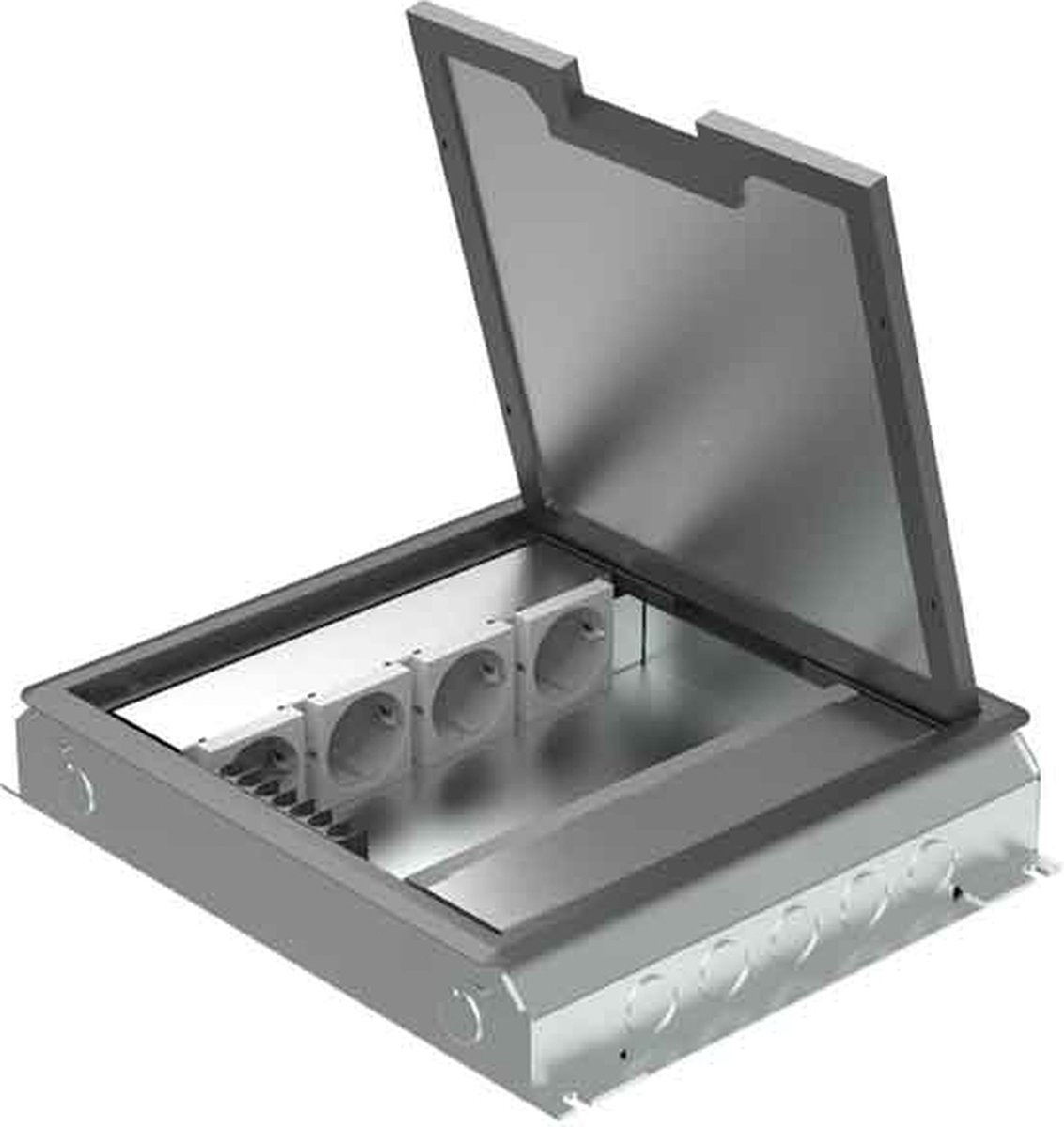 HPL instortvloerdoos 50mm 4xWCD 4xM45 leeg kunststof T3 klapdeksel (715.0112)