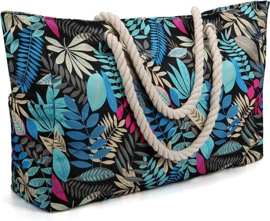 Sac de plage pliable et imperméable pour femme – Sac de plage extra large avec fermeture éclair, poches et plus encore – Sacs de plage d'été avec fermeture éclair XL