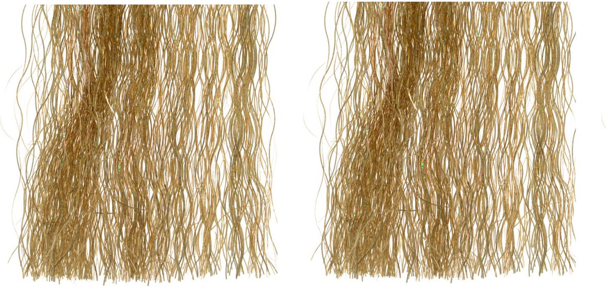 2x zakjes lametta golvend engelenhaar goud 50 x 40 cm - Tinsel/folie slierten - Kerstversiering/kerstboomversiering