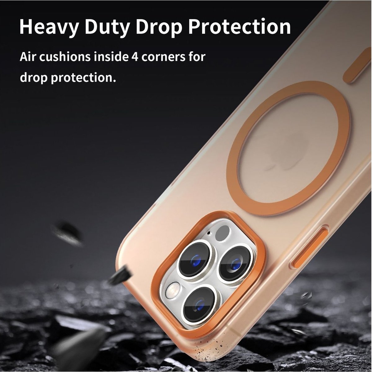 Mobigear Hoesje geschikt voor Apple iPhone 16 Pro MagSafe Telefoonhoesje Flexibel TPU | Mobigear Shockproof Backcover | Geschikt voor MagSafe | Geschikt voor Draadloos Opladen met Magnetische Ring | Geschikt voor MagSafe Case - Oranje
