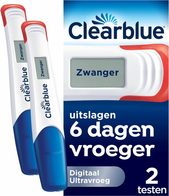 Twee Clearblue digitale ultrafijne zwangerschapstesten. Uitslagen 6 dagen vroeger. 2 testen.