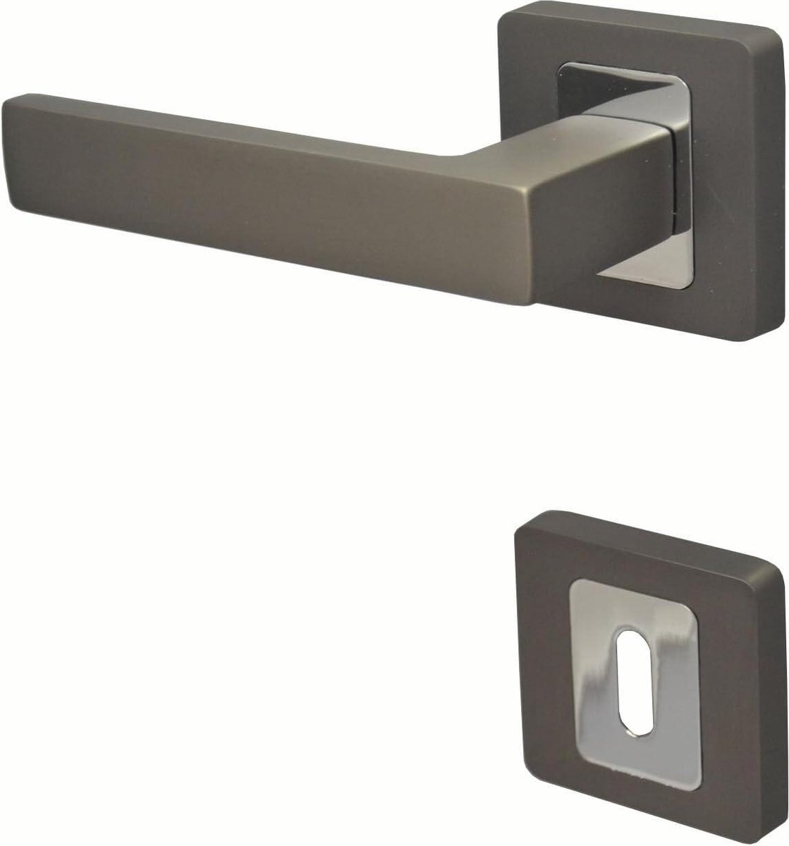 Vierkant deurslot handvat set diepgrijs aluminium Modern design- Key Hole Escutcheon