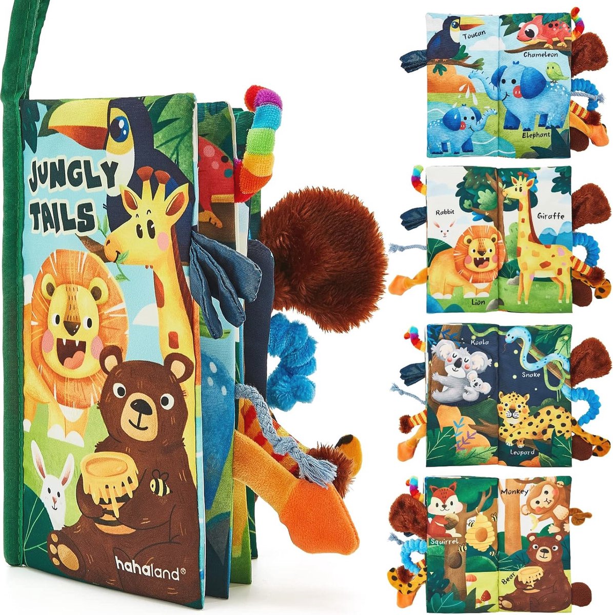 Baby Jungle Dierenstaart Boek | Zacht & Leerzaam Speelgoed voor Baby's 0-6 Maanden