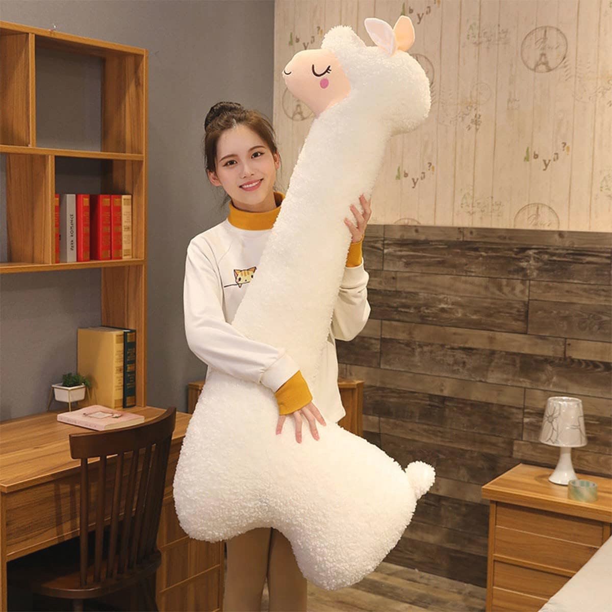 Gigantisch Alpaca Pluche Lichaamskussen - Pluizige Knuffelvoorwerp voor Dierliefhebbers