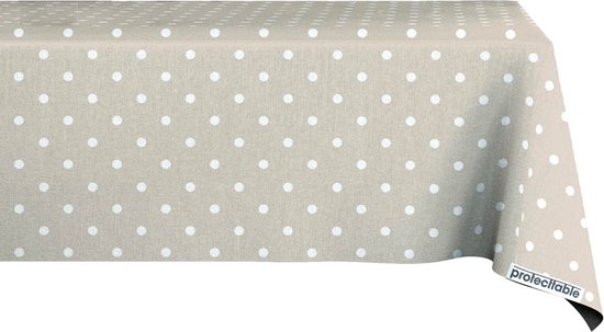 Wasdoek tafelkleed afwasbaar rond 160cm kleine stippen rood