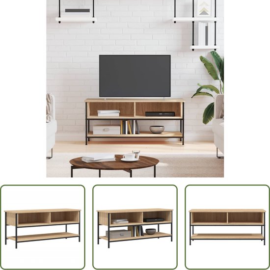 Foto: The living store tv kast sonoma eiken 100 x 35 x 45 cm duurzaam hout open vakken en schap industri le poten