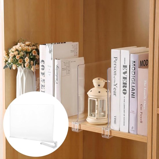 Acryl Plankverdeler Scheidingswandrek - Geen Boren - Voor Boekenkast En Kledingkast 8 Stuks Acryl Plankverdeler Scheidingswandrek - Geen Boren - Voor Boekenkast En Kledingkast 8 Stuks