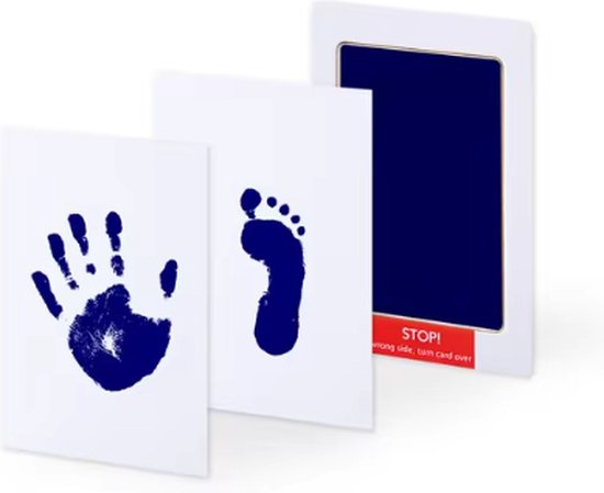 Scoby - Baby Hand- en Voetafdruk - Inktpad voor Pootafdruk of Neusafdruk - Inktafdruk - Perfect voor Baby's en Huisdieren - Incl. 2 Witte Kaartjes - Blauw