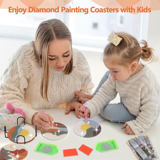 Diamond Painting Onderzetters, DIY Zonnebloem Diamant Schilderij Glasonderzetters met Houder, Antislip Drank Onderzetters, Ronde Drank Tassen Onderzetters Keuken Tasonderzetters Tafeldecoratie