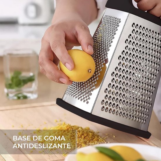 FUANA 4-zijdige roestvrijstalen rasp met handvat voor keuken