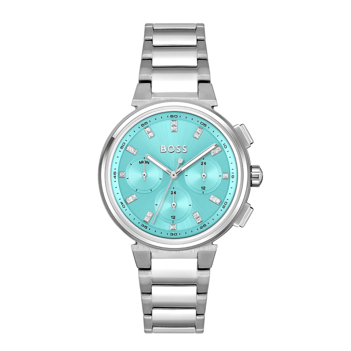 BOSS HB1502763 ONE Dames Horloge - Mineraalglas - Staal - Zilverkleurig - 38 mm breed - Quartz - Vouw-Vlindersluiting - 3 ATM (spatwater)