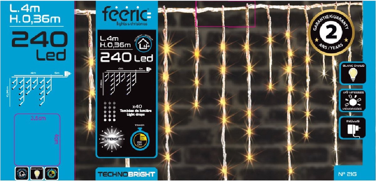 Feeric Lights & Christmas Ijspegelverlichting -240 leds - warm - 400 cm- buiten -batterij