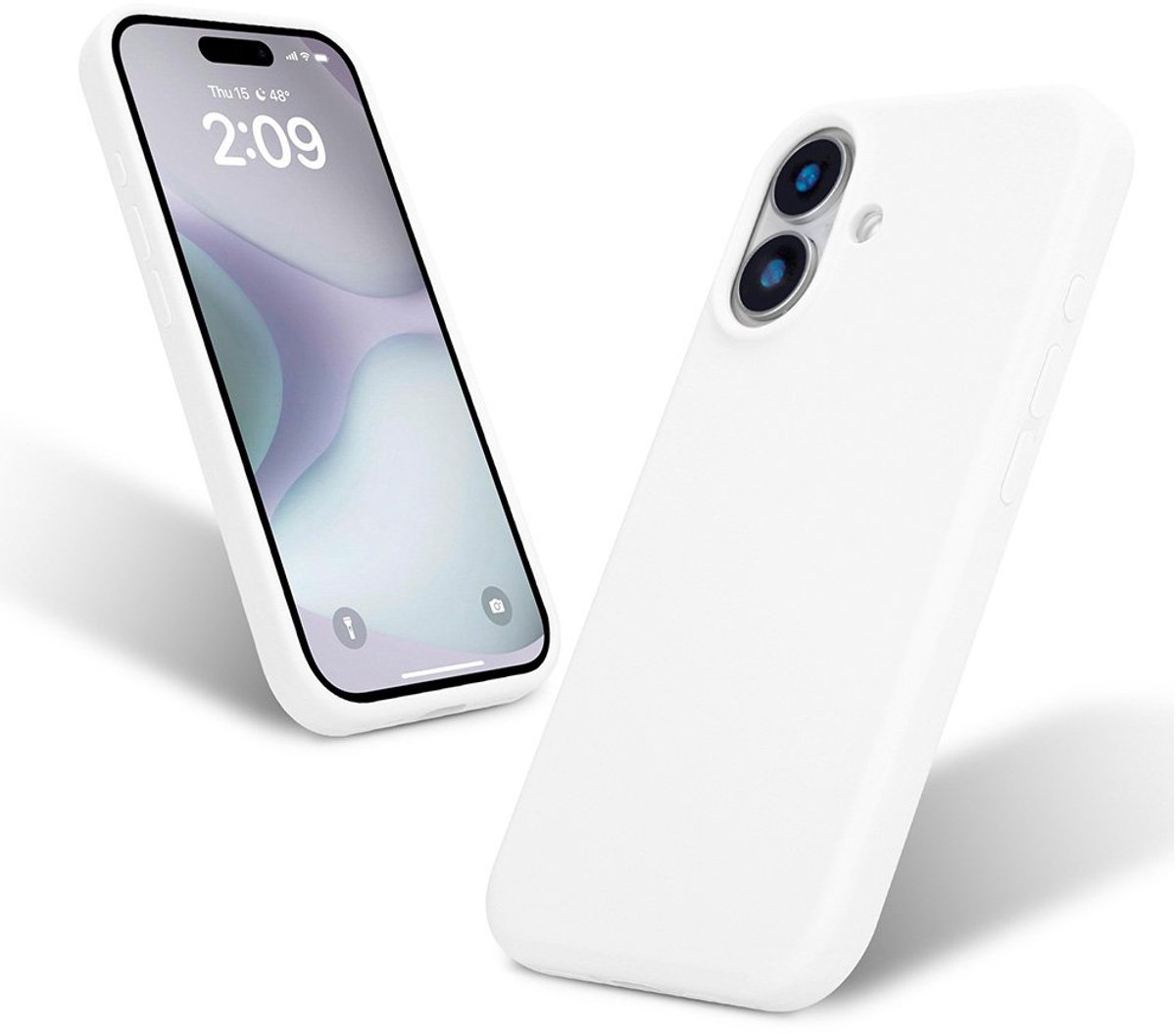 Liquid Silicone Hoesje geschikt voor iPhone 16 - wit- Dagelijks gebruik - Duurzaam - Flexibel - Stijlvol en Comfortabel - Schokbestendig - Soft Touch Siliconen