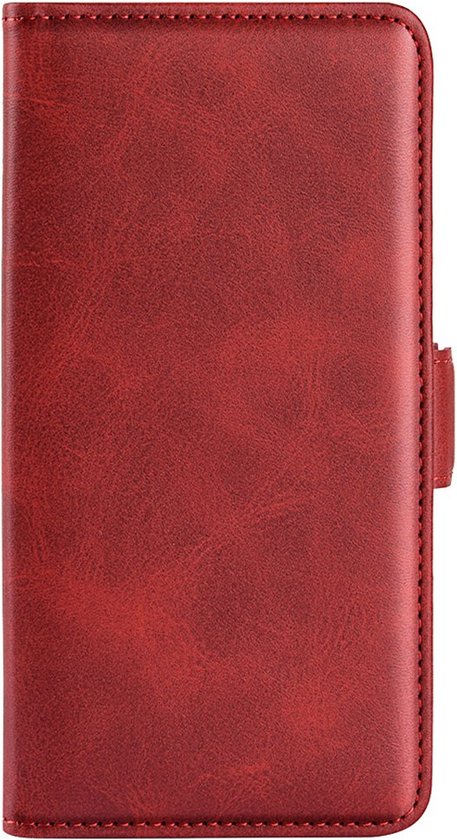 Mobiq - Étui portefeuille en cuir PU avec fermeture iPhone 16 - rouge