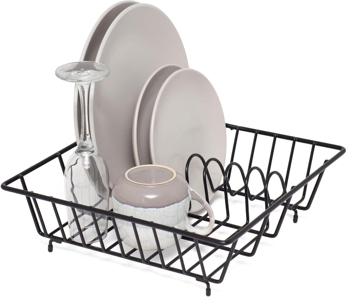 Goedkoopste Vierkant droogrek voor borden - Zwart afdruiprek met extra ruimte