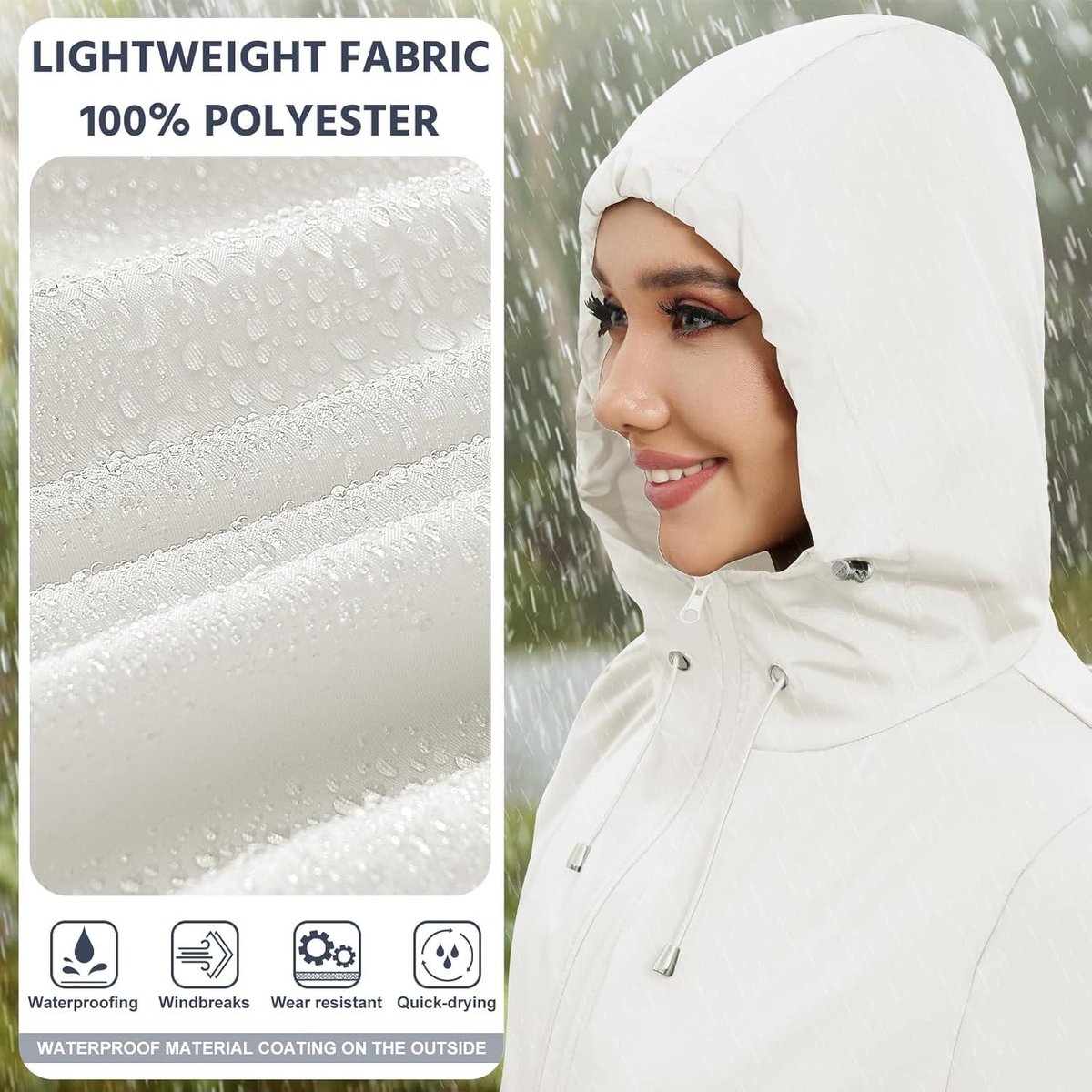 IQYU Dunne regenjas dames: lichte outdoorjas dames lange mouwen