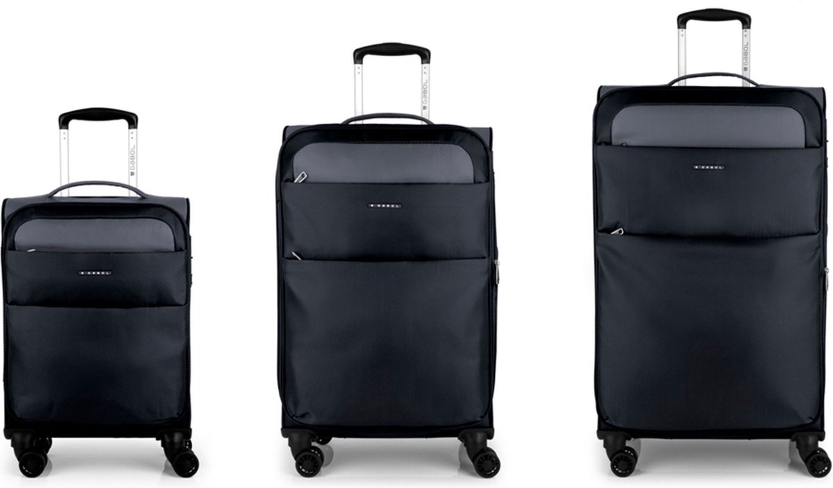 Gabol Cloud 4 wielen Kofferset 3-delig met uitbreidingsplooi - Zachte bagage - TSA slot - Black