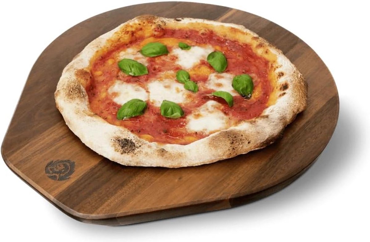 34cm pizzabord van acaciahout- ronde pizzaplaat met handvat pizzatoebehoren serveerplank