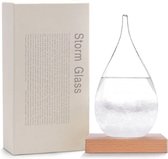 Stormglas - Donderglas - Barometer - Weerglas - Weer voor speller - Incl. Houten Standaard - ø 9 x 19 cm