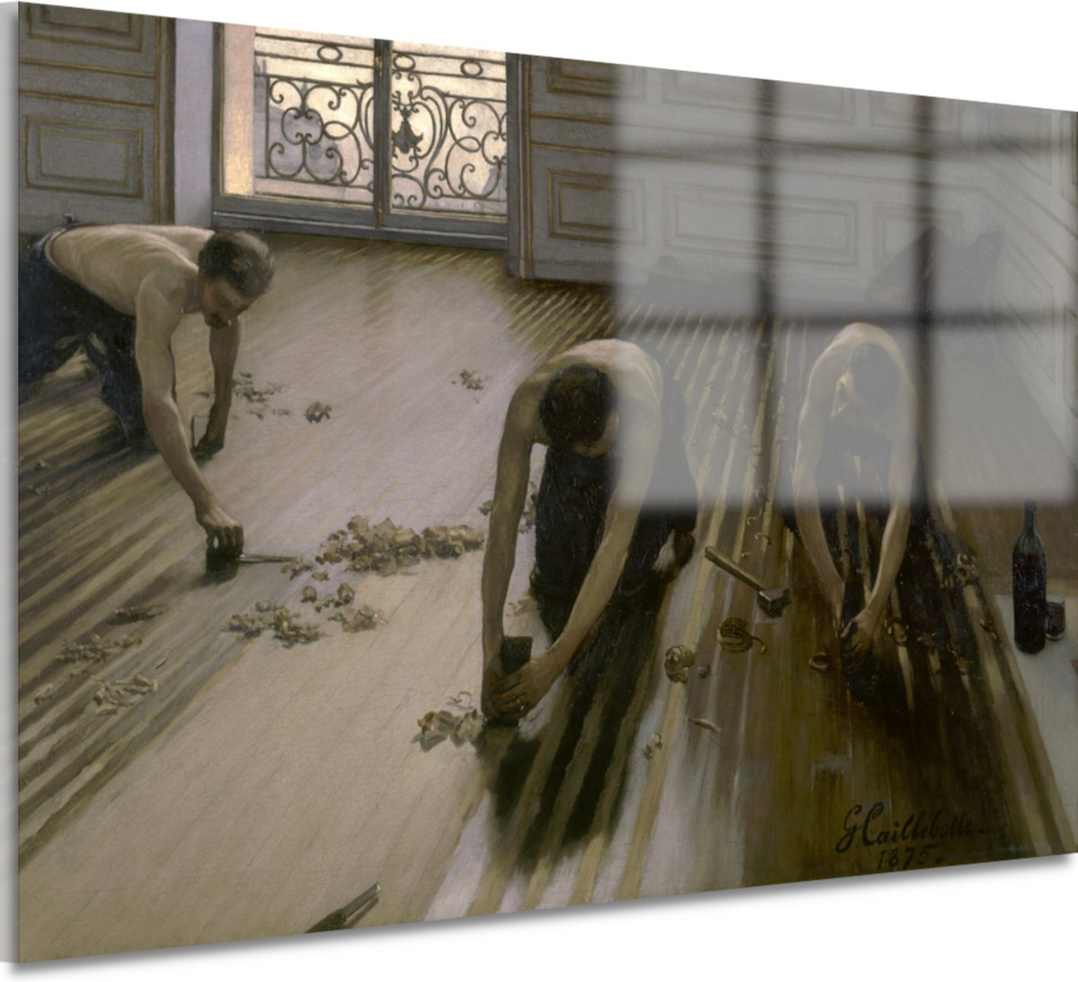 Parketschaafmachines - Gustave Caillebotte schilderij - Werklieden wanddecoratie - Glas sc
