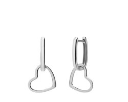 Lucardi Dames Zilveren oorringen met hangend hartje - Oorbellen - 925 Zilver - Zilverkleurig - Valentijn Cadeau