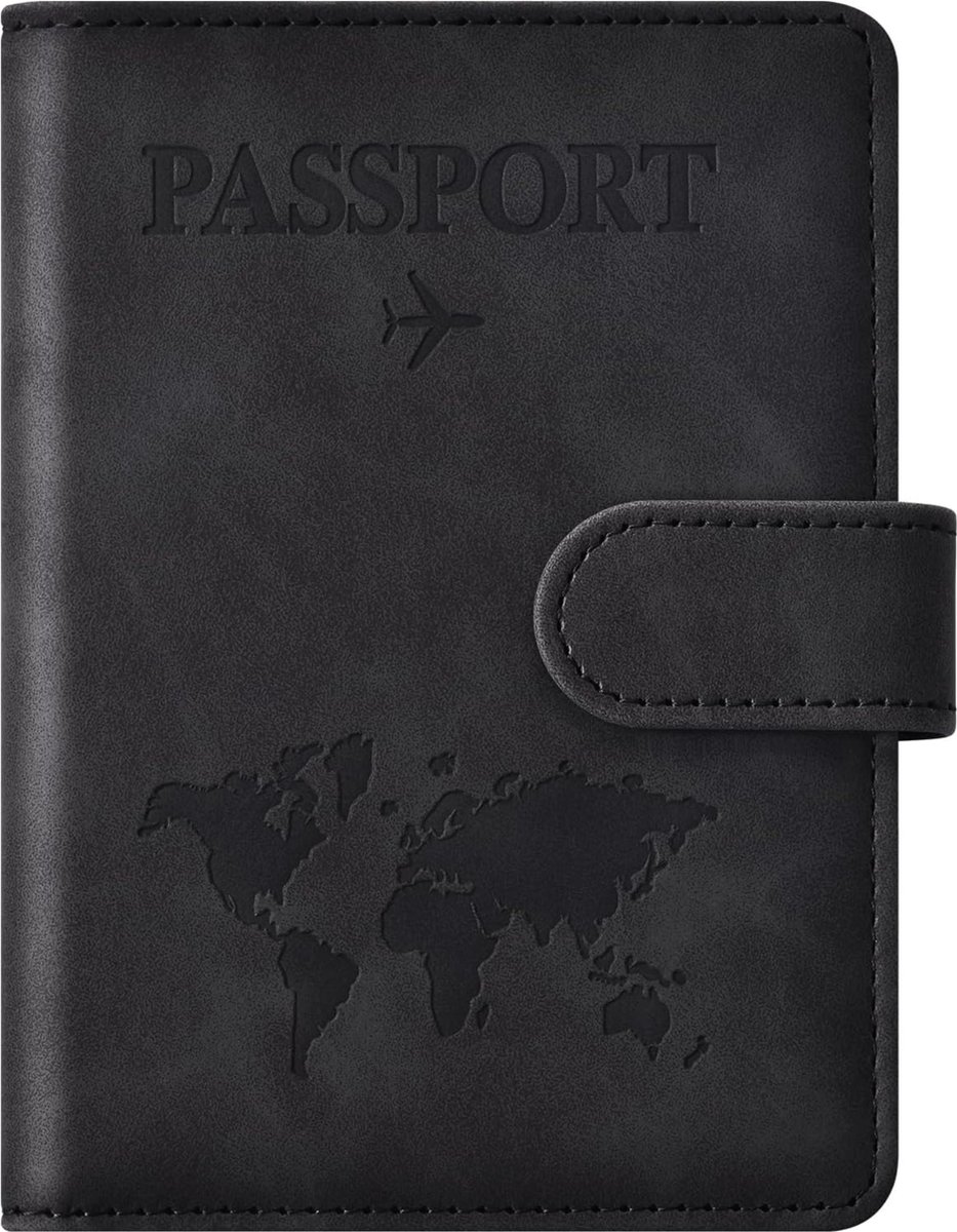 Nereb - Paspoorthouder - Paspoort hoes - Zwart - Anti RFID - Magneet sluiting Paspoort Portemonnee - Travel wallet - reisportefeuille - reisportemonnee - reisdocumenten organizer - reisdocumenten houder - reisdocumenten organizer