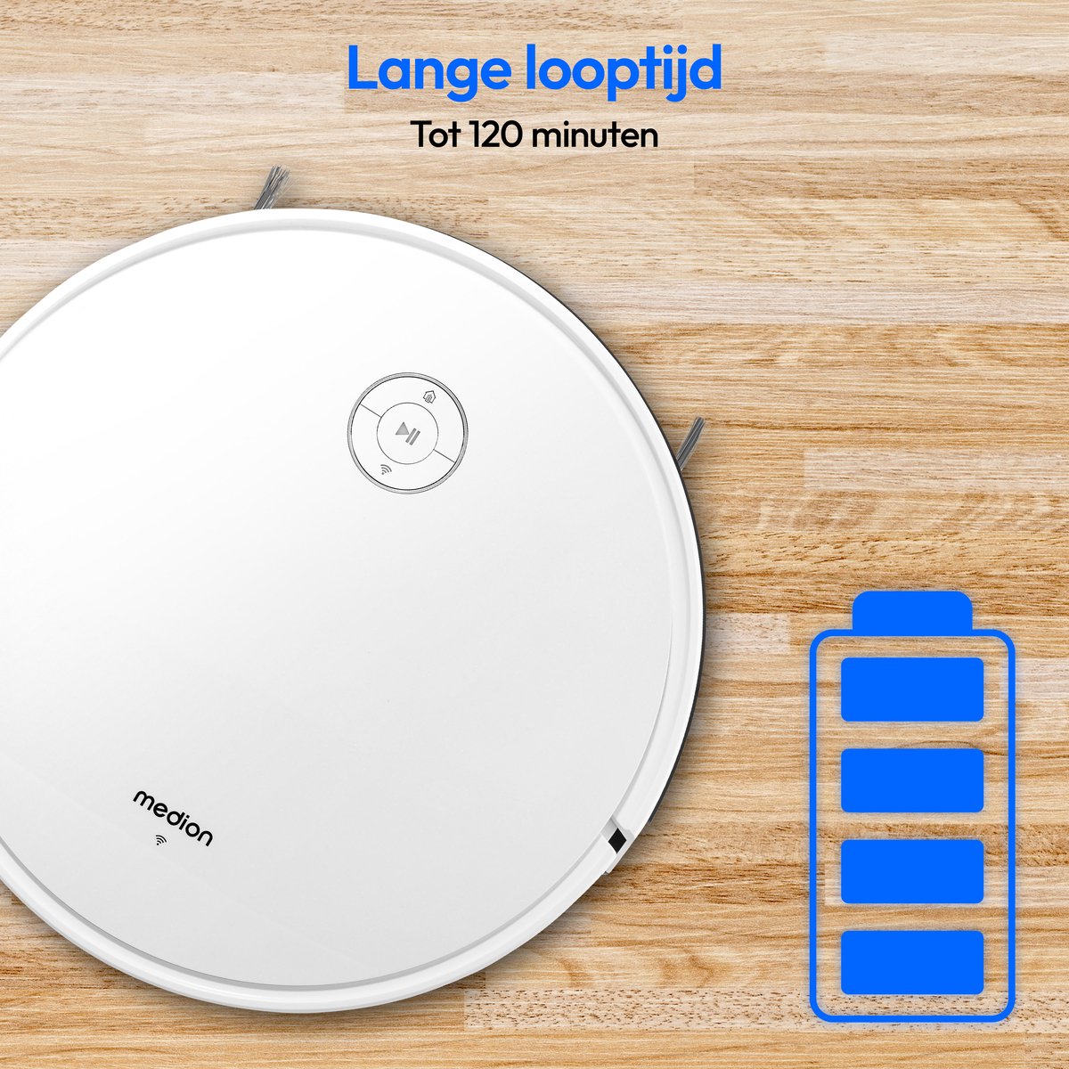 MEDION Robotstofzuiger met Afzuigstation S40 (2000Pa, intelligente navigatie, Alexa robotstofzuiger voor harde vloeren tegels laminaat, tapijtdetectie, huisdierharen geoptimaliseerd, HEPA14 filter, af