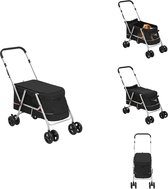vidaXL Poussette pour chiot - Poussette pour chien - Zwart 100x49x96 cm - Tissu en lin 300D - Capacité de charge 15 kg - Sac de transport
