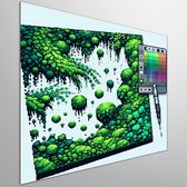 Pixel art mos schilderij | Mystiek mozaïek van mos, ontworpen in pixel art stijl | Kunst - 30x30 centimeter op Dibond | Foto op Dibond