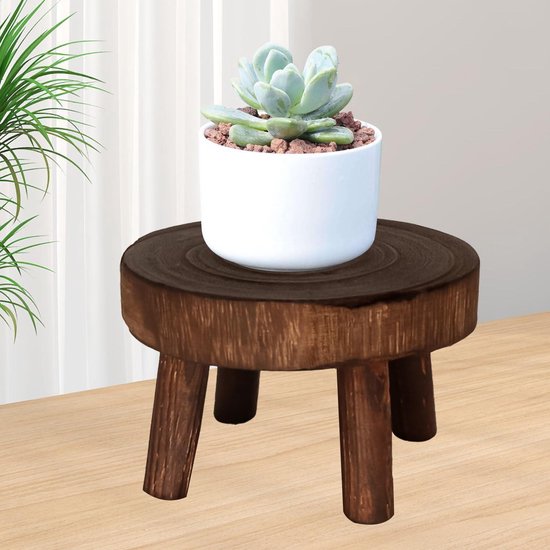 Mini Ronde Houten Kruk, Indoor Plant Stand Tafel, Decoratieve Houten Kruk Display Stand Moderne Plant Stand Bloempot Houder voor Outdoor Indoor Home Tuin Patio(S