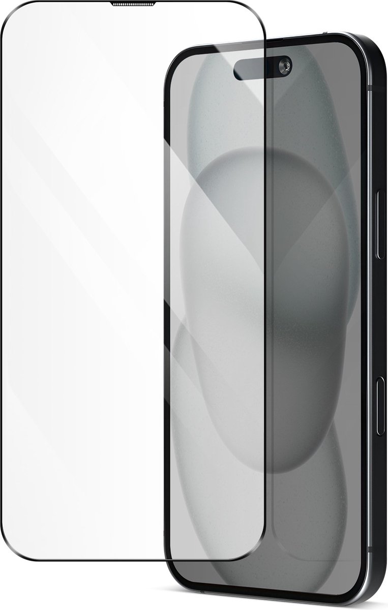Avizar Geschikt voor Apple iPhone 16 hardheid 9H volledige lijm 5D met applicator, Zwart