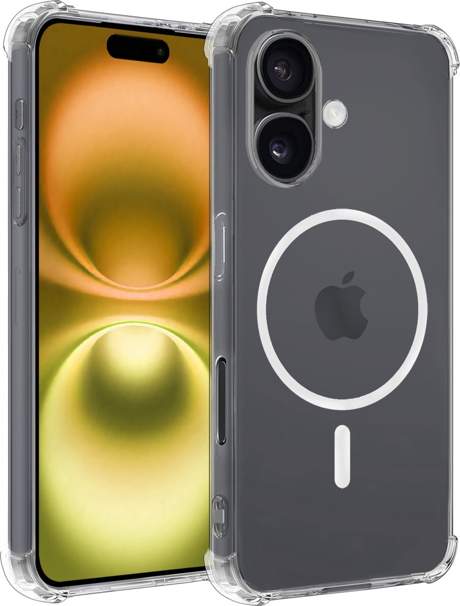 Hoesje - Geschikt voor Apple iPhone 16 - Magsafe Compatible - Sterk & Shockproof - Back Cover - Shock Proof Case - Telefoon Hoes Shockproof - Telefoonhoesjes - Transparant