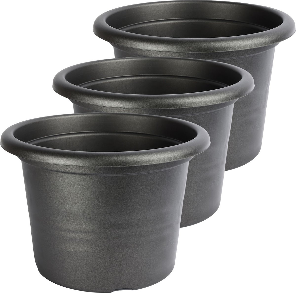 3x Garronda Plantenpot Bloempot - Kunststof - Rond - Plantenbak - Wit - ⌀17cm H=12cm - GD-NIC-Barcelona95
