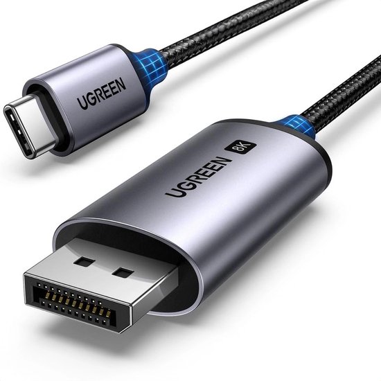 USB-C naar DisplayPort 8K kabel 1m grijs, Ugreen CM556, hoge resolutie video verbinding
