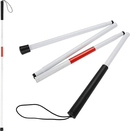 Canne Blanche Pliable Réfléchissante - Pointe Rotative, Alliage Aluminium