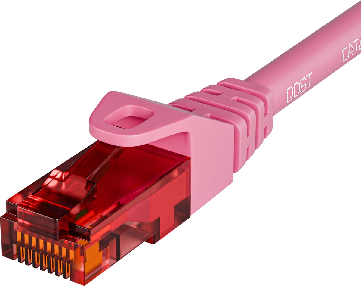 Qost - CAT6 internetkabel - 100% koper / UTP - 10 Gbps / 250 MHz - RJ45 Connectoren - Patchkabel / Netwerkkabel - 15 meter - Roze