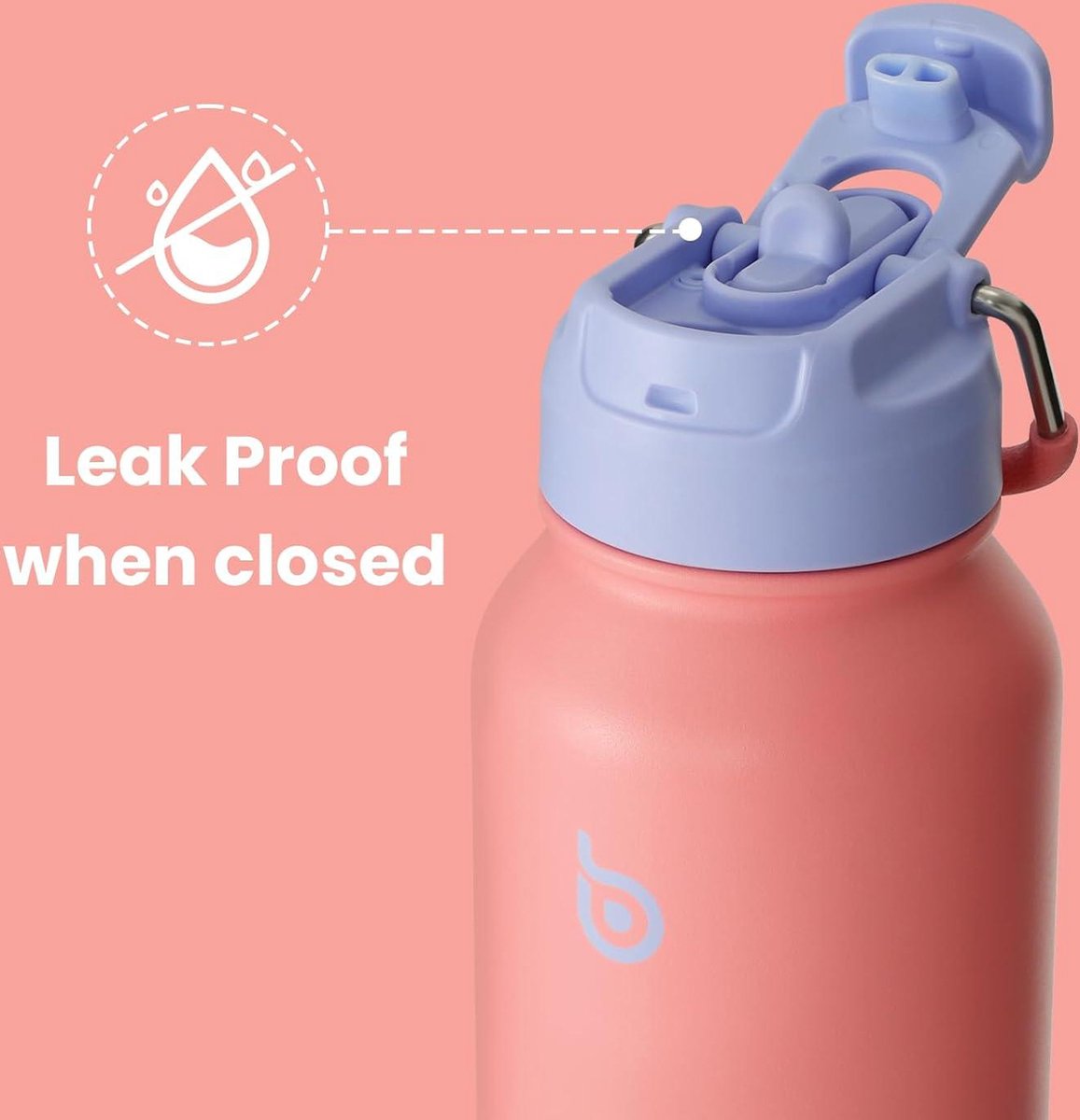 Geïsoleerde waterfles 32 oz met rietje en 3 deksels - roestvrijstaal