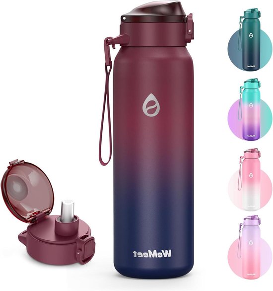 Stanley Kruisfles, reisfles van 650 ml, met jacquardband, lekvrij Tritan deksel met afneembaar rietje, gerecycled roestvrij staal, dubbelwandige vacuümisolatie