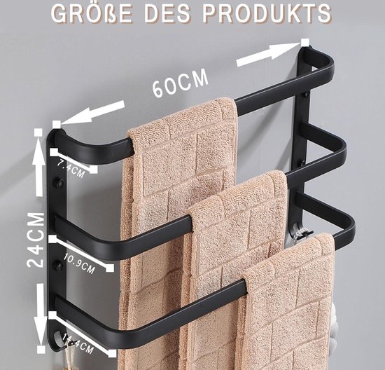 Handdoekrek Radiator 3 niveaus handdoekstang badkamer - wandmontage ...