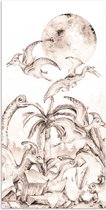 Poster kind - Dino - Kinderen - Jungle - Planten - Kinderkamer decoratie - Muurdecoratie kinderkamer - 75x150 cm - Kinder decoratie - Slaapkamer decoratie