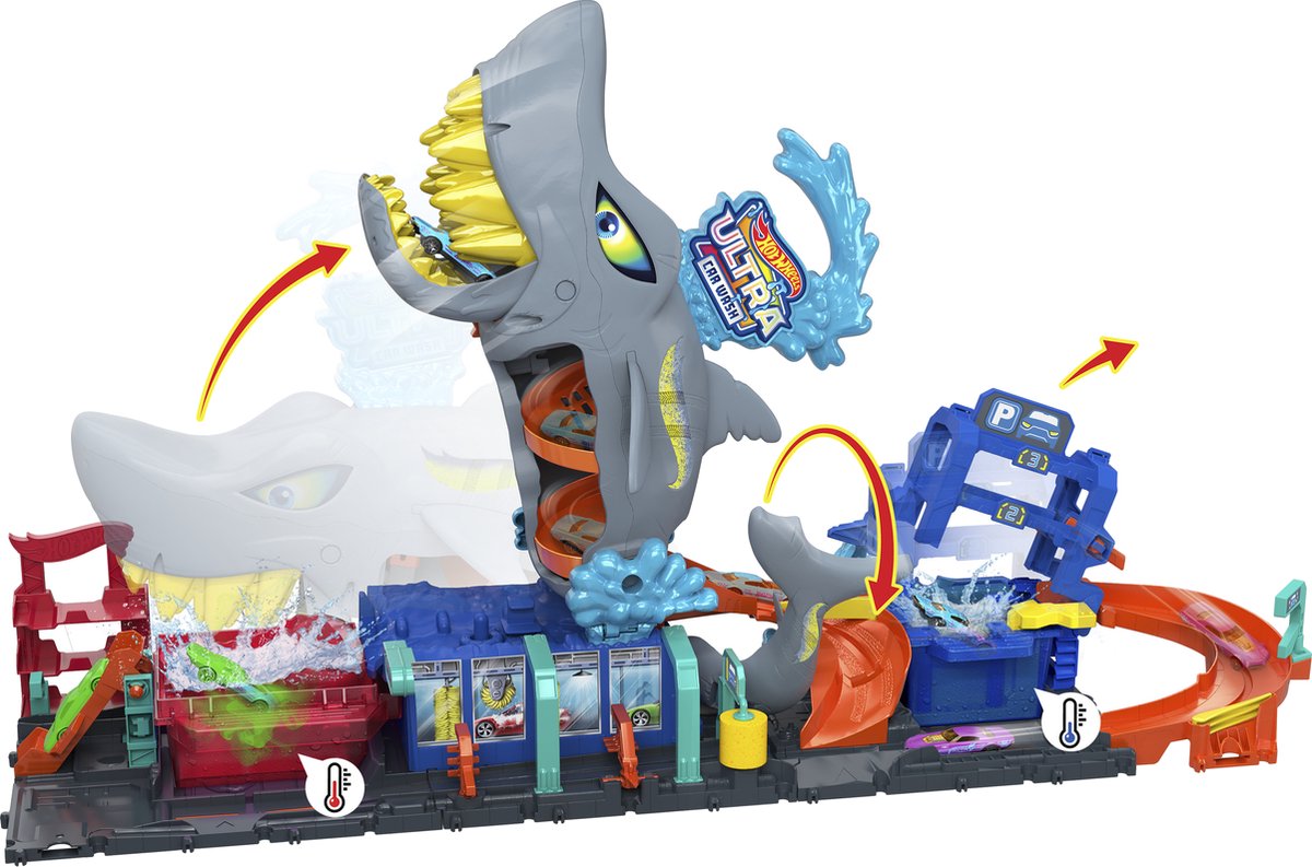 Hot Wheels City Haaienaanval in de autowasserette - Met speelgoedauto met kleurverrassing — afbeelding 5